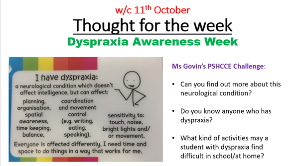 Thought for the week, w/c 11th October image