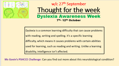 Thought for the week, 27th September 2021
